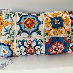 NWT Embroidered Decorative Lumbar Throw Pillow Multicolor Boho Tile Pattern